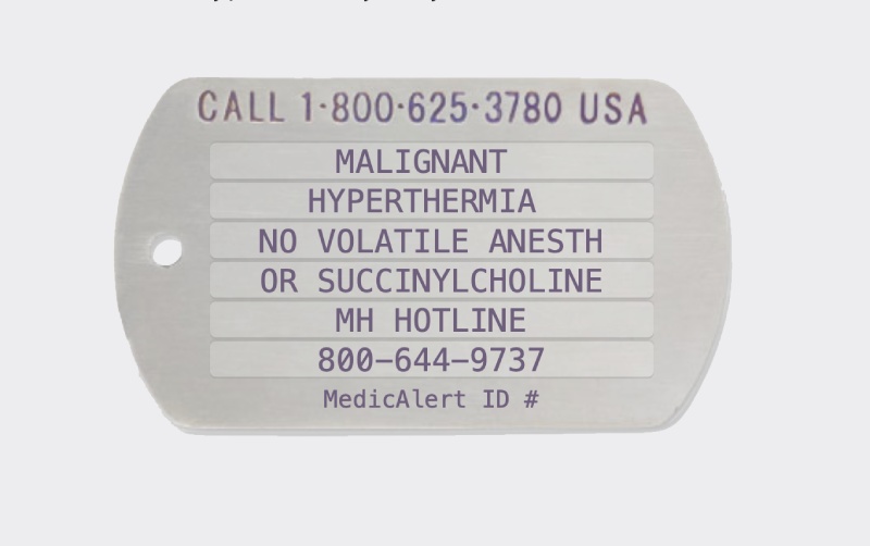 medical IDs for malignant hyperthermia
